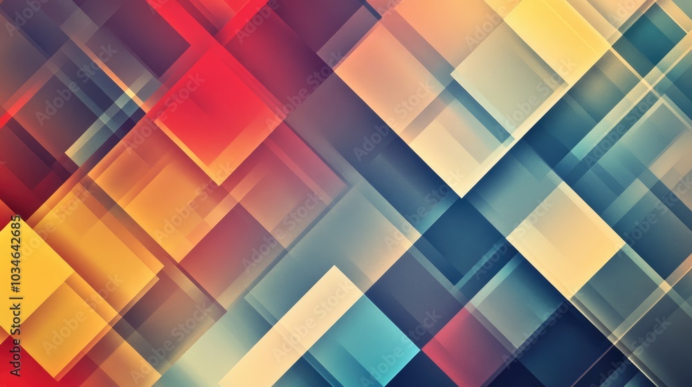 Poster abstract geometric mosaic graphics template featuring polygons and squares ideal as a backdrop for p