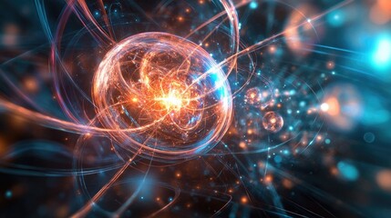 Obraz premium The complex interaction of protons and neutrons during atomic fusion