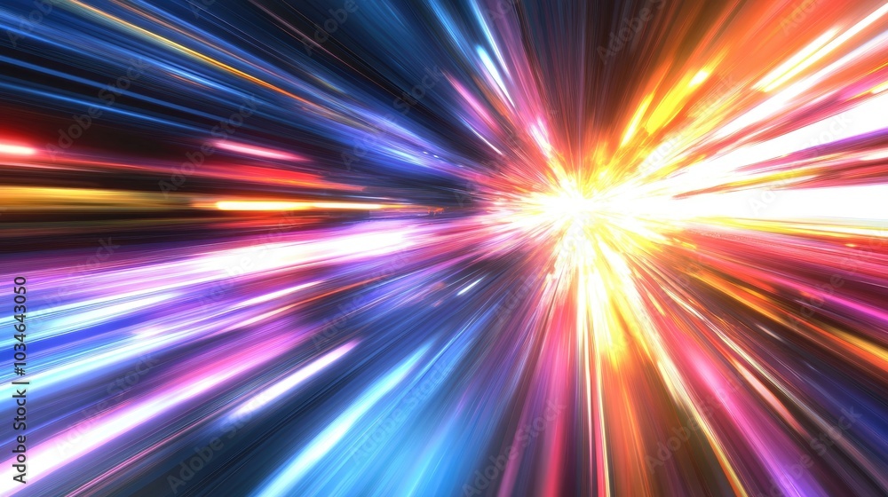 Poster abstract blurred background with vibrant light streaks depicting a futuristic scene of dynamic motio