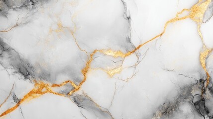 Fototapeta premium Abstract gray and white marble background featuring golden veins showcasing an artificial stone texture ideal for modern wallpaper use