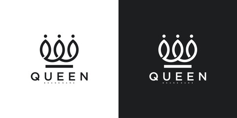 Royal Princess queen crown logo design. Premium Vector