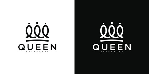 Royal Princess queen crown logo design. Premium Vector