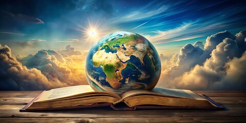 A Globe Resting on an Open Book, a Symbol of Knowledge and the World's History