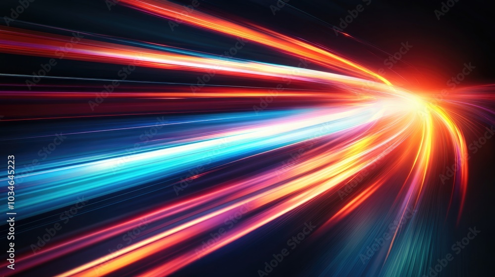 Poster abstract blurred background with vibrant light streaks depicting a futuristic scene of dynamic motio