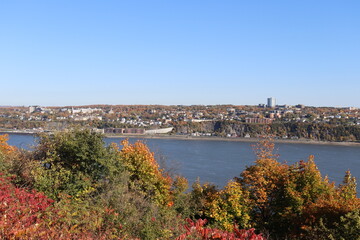 Autumn landscape and travel in Quebec city. A riverside of Quebec city with a view in october of...