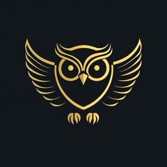 Elegant Gold Owl Icon on Dark Background