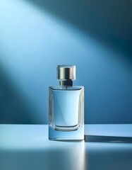 Product picture of perfume bottle advertising poster Simple, elegant design, looks expensive.