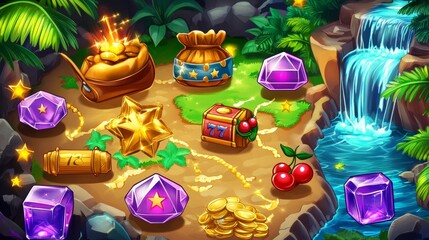 Vibrant Treasure Adventure in Jungle Setting