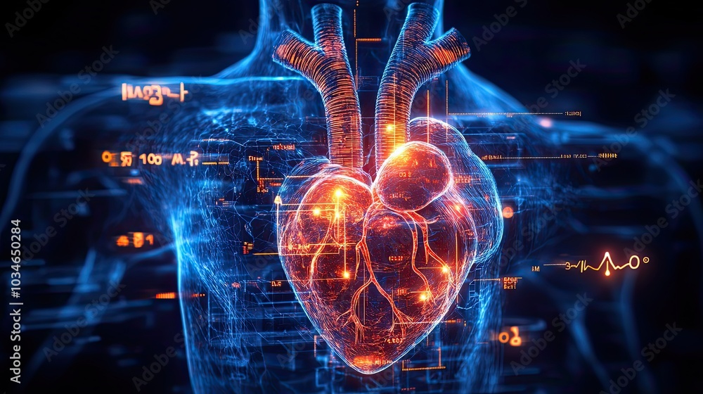 Aufkleber digital human heart with pulse monitoring symbolizing advanced heart health management and medical t