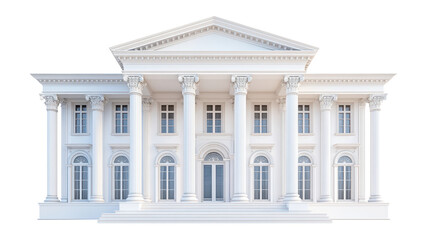 Obraz premium Luxurious mansion with Corinthian pillars, showcasing symmetrical design and elegant architecture. This stunning structure embodies grandeur and sophistication