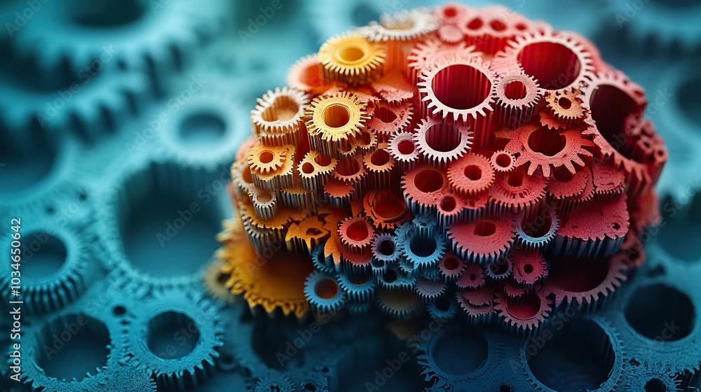 Poster brain with colorful gears symbolizing innovative thinking smart ideas and creative thoughts perfect 