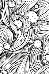 Fototapeta premium Coloring book illustration of abstract light patterns and soft blurs