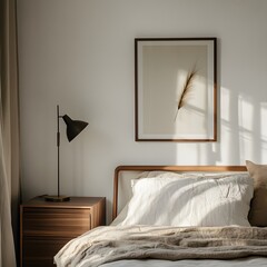 Interior photo of a modern bedroom with sunlight
