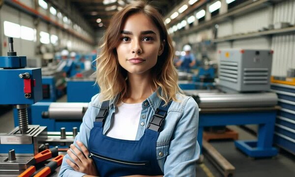 Female worker in the warehouse