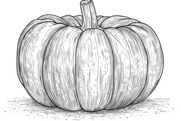 Coloring book illustration of a pumpkin on a blank background