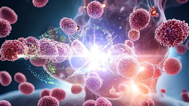 Microscopic View of Cancer Cells in Action