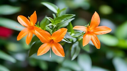 Orange Flowers in Green Foliage
