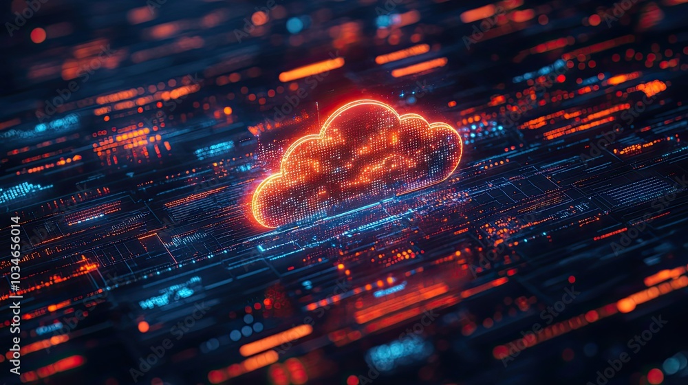 Poster digital cloud icon with dat charts representing cloud cost management.stock image
