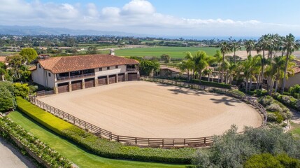Fototapeta premium Scenic Equestrian Arena with Ocean View