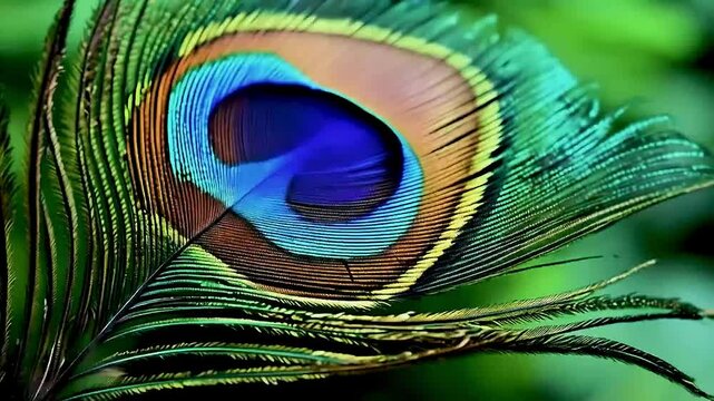 A peacock feather  is shown in the image.