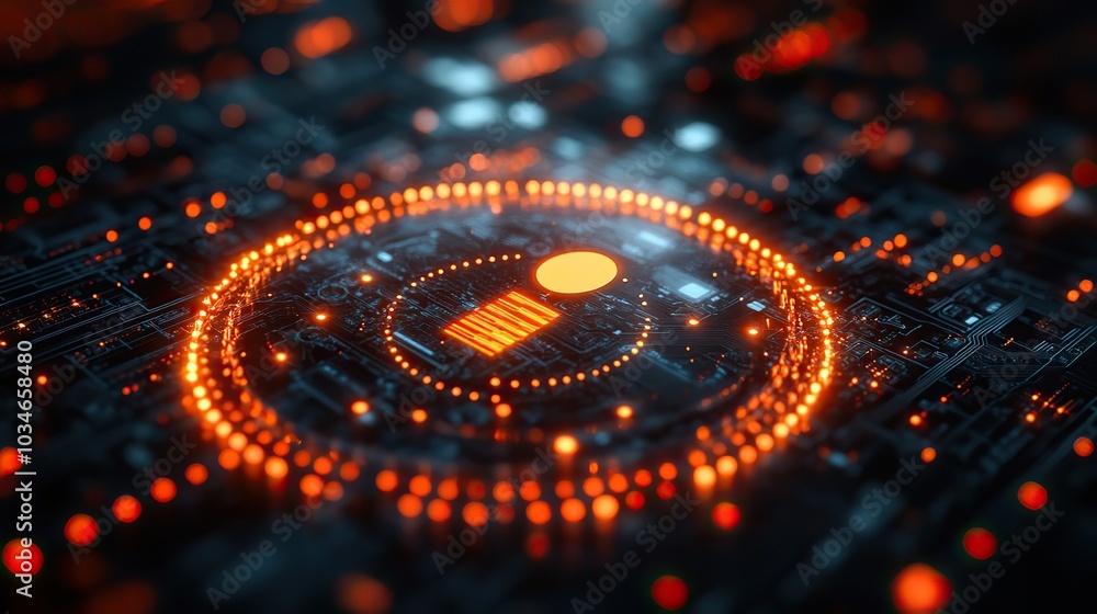 Poster glowing gear icon with person and checkmark symbolizing user authentication and system settings