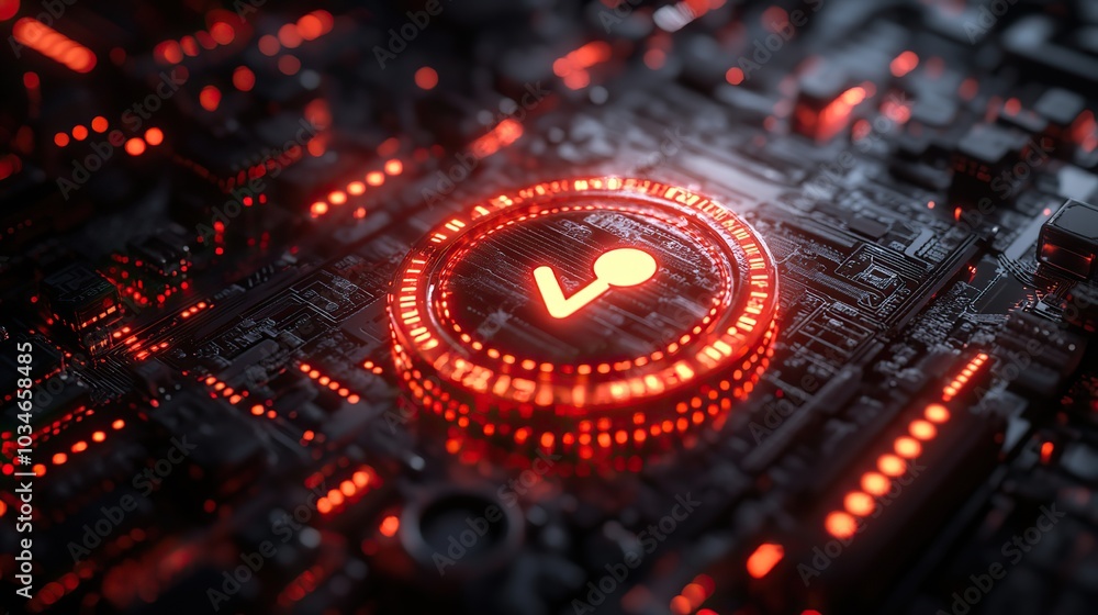 Poster glowing gear icon with person and checkmark symbolizing user authentication and system settings.imag