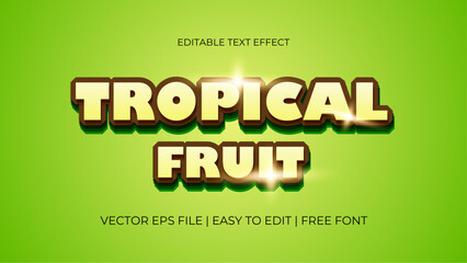 Vibrant vector text effect features editable typography with a tropical fruit theme