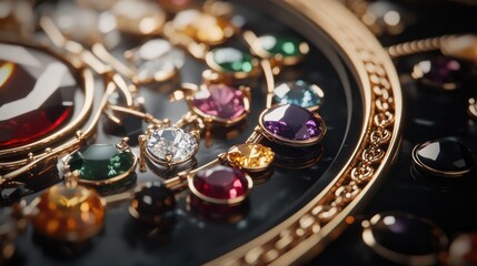 Close-up of Colorful Gems in Elegant Settings