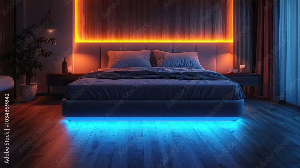 Poster high tech smart bed with adjustable settings for good night sleep sleep optimization concept main ob