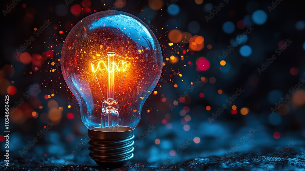 Aufkleber light bulb with colorful splashes symbolizes innovation and creativity highlighting the importance o