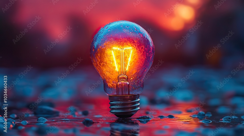 Poster light bulb with colorful splashes symbolizes innovation and creativity highlighting the importance o