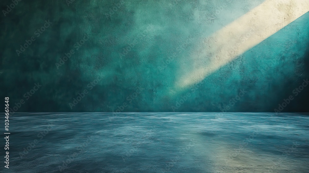 Poster minimalist dark green studio backdrop with smooth gradient complemented by neutral grey floor offeri