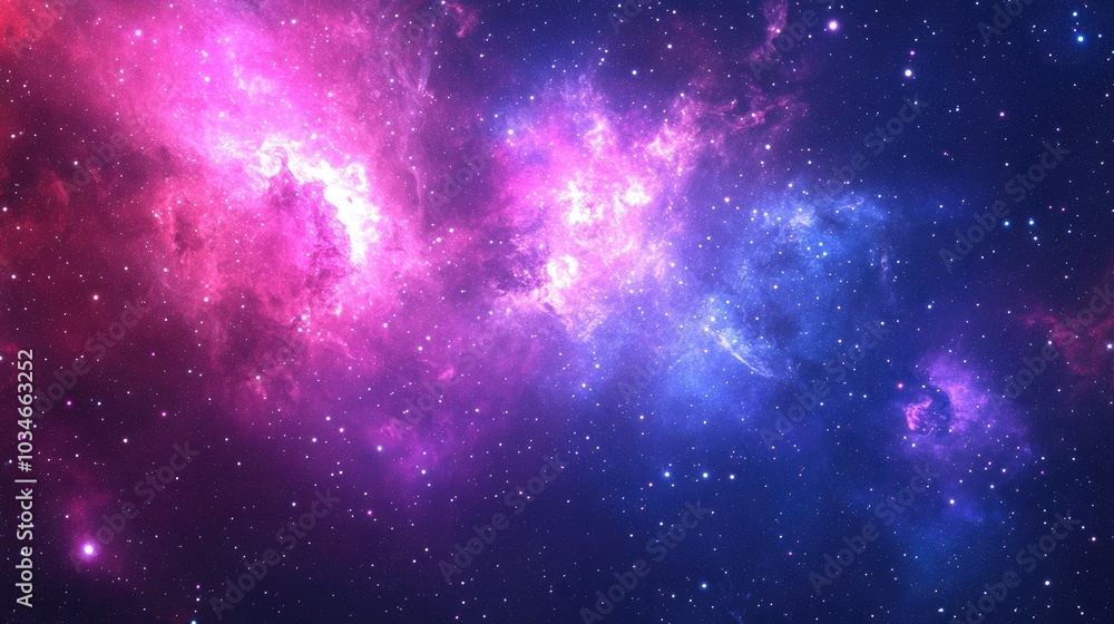Poster galaxy stars in an abstract space background with a 3d cartoon rendering
