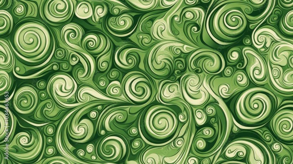 Poster repeating decorative pattern on a green background seamless texture