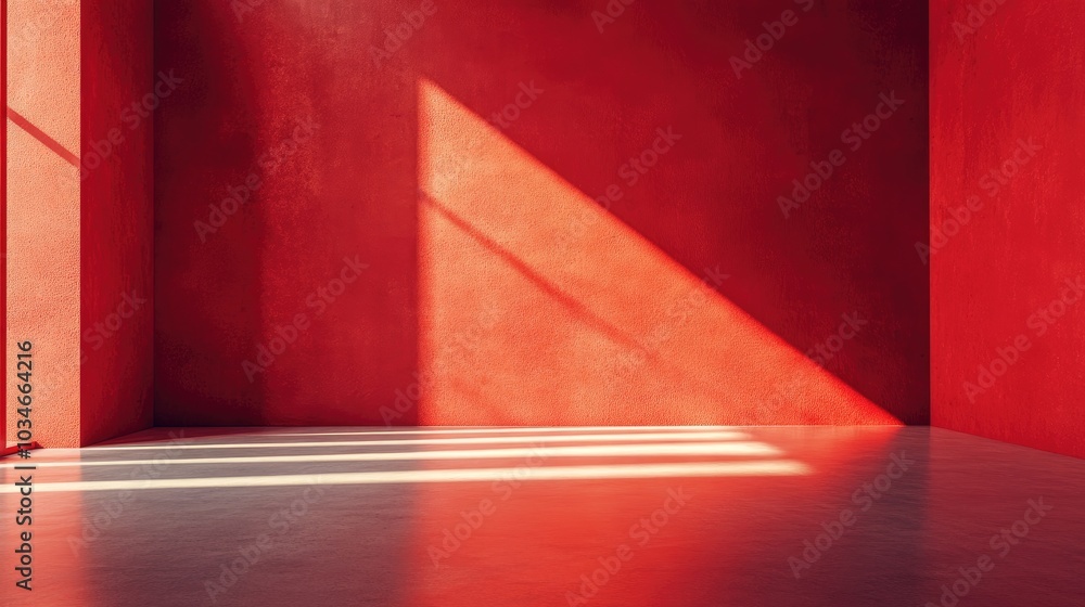 Poster red abstract scene featuring a wall floor and corner designed for a minimal christmas and new year c