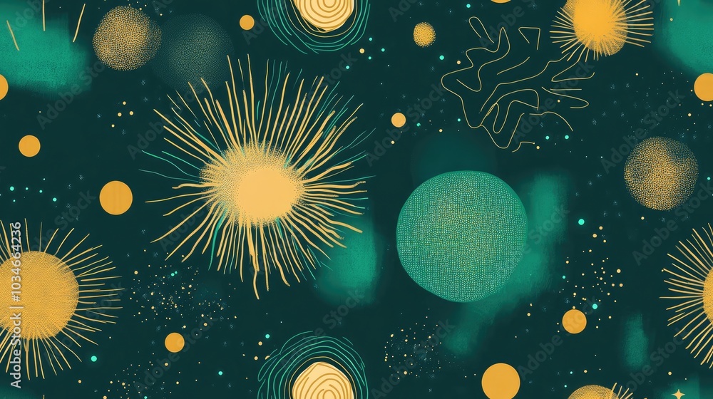 Aufkleber abstract seamless pattern with sparkling elements on a green background wallpaper