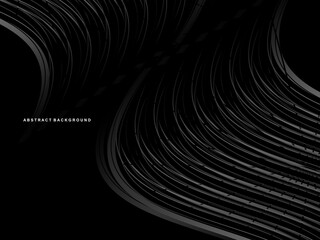 Abstract futuristic dark black background with modern wave design. Realistic 3d wallpaper with flowing lines. Perfect background for posters, websites, brochures, banners, apps, etc.