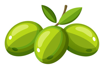  Green olives isolated on white background vector art illustration