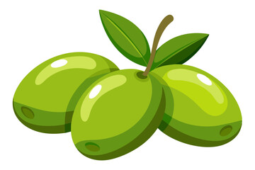  Green olives isolated on white background vector art illustration