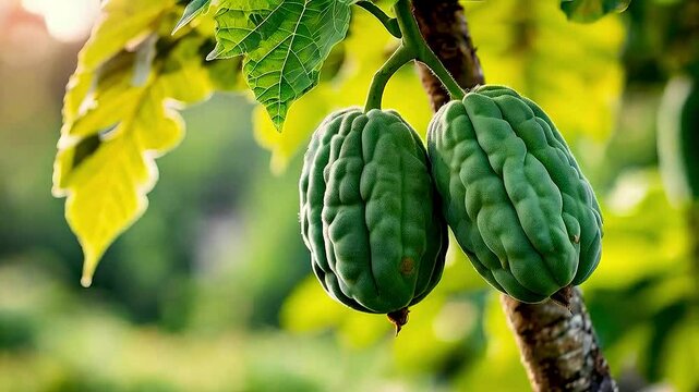 two green chayote fruits