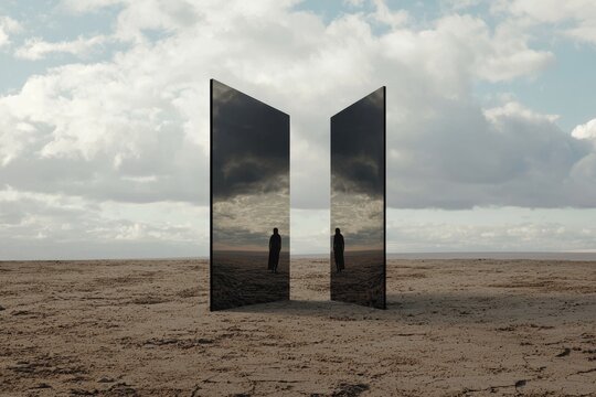Dual existence: An artistic depiction of a parallel universe, blending abstract elements and surreal visuals, highlighting the enigmatic nature of alternate dimensions.