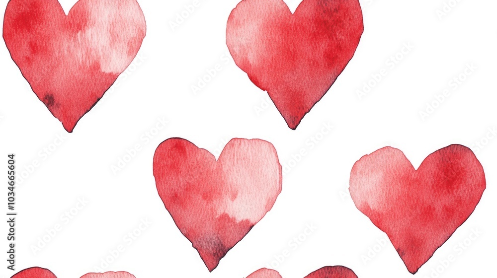 Poster seamless pattern featuring a red heart on a white background