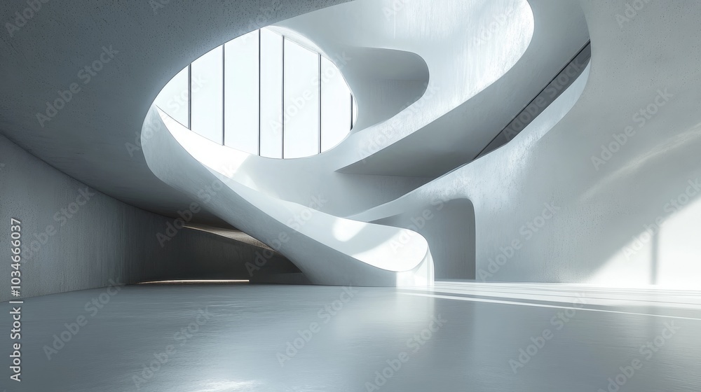 Poster 3d rendering of an interior view of a modern performance arts center characterized by its unique egg