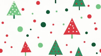 Christmas tree design featuring a colorful polka dot pattern in red and green on a white backdrop White green and red textile pattern