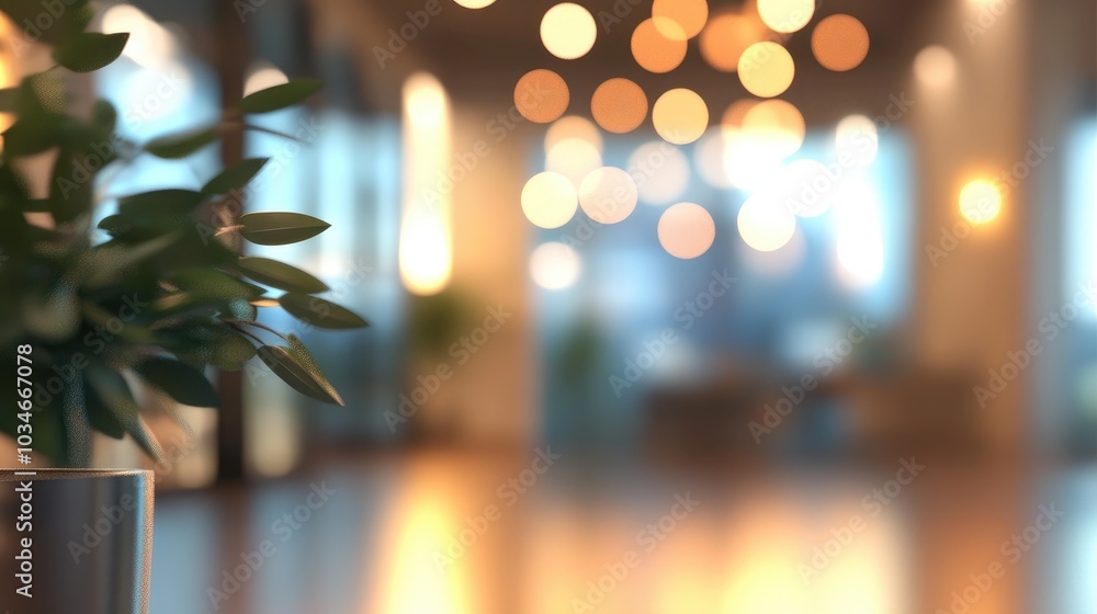 Poster blurred empty office space with abstract light bokeh featuring a 3d rendering style