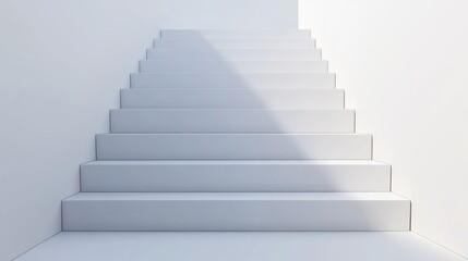 Front view of white stairs Blank mockup for a platform or podium