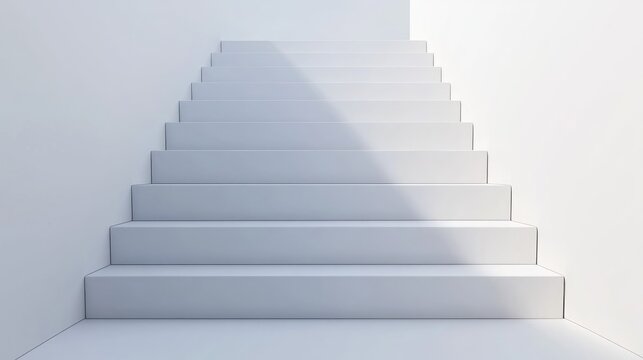 Front view of white stairs Blank mockup for a platform or podium