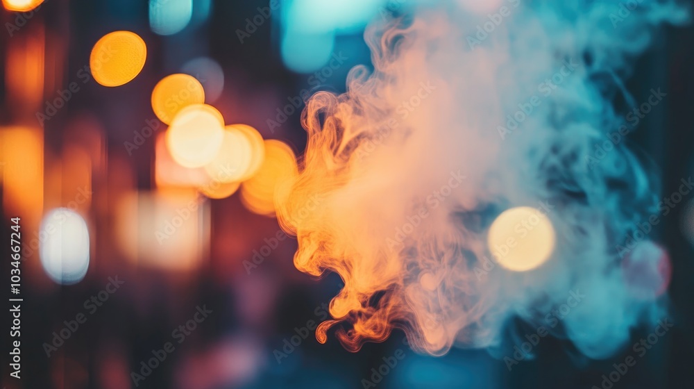 Poster smoke drifting through a blurred background creating a mysterious and atmospheric effect