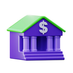 Bank Building 3D Illustration