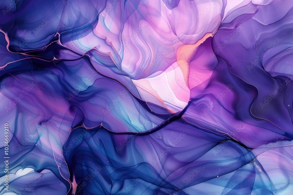 Aufkleber abstract fluid art in purple and pink hues, featuring swirling patterns and smooth gradients, creati